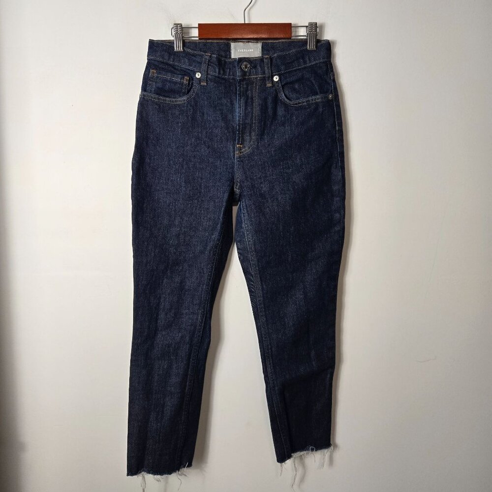 Everlane Size 27 Women's High-Rise Skinny Ankle Jeans in Dark Indigo Raw Hem